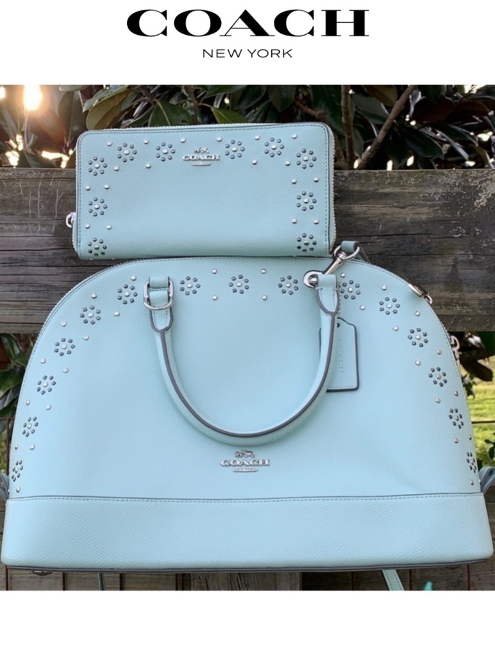 Coach Seaglass mint green Sierra Dome Bag Wallet